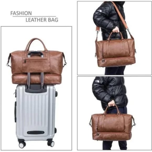 New Large Overnight Travel Duffle Tote Bags, [U]Brown - Picture 6 of 8